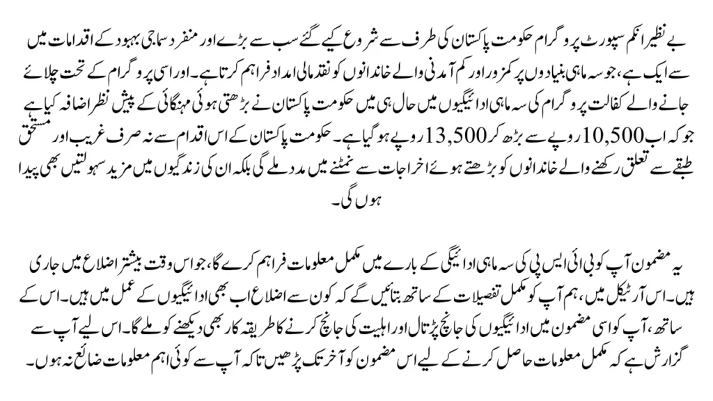 BISP New Payments April-June 2025